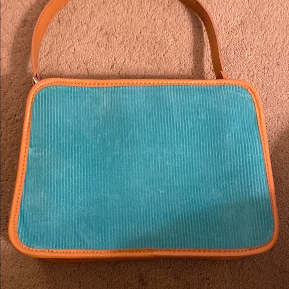 Bath & Body Works Tan and Turquoise Handbag with Corduroy Fabric - Picture 4 of 15